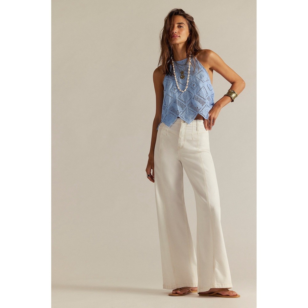 Free People We The Free Libre Wide Leg Jeans Women's 27 White Ivory High Rise